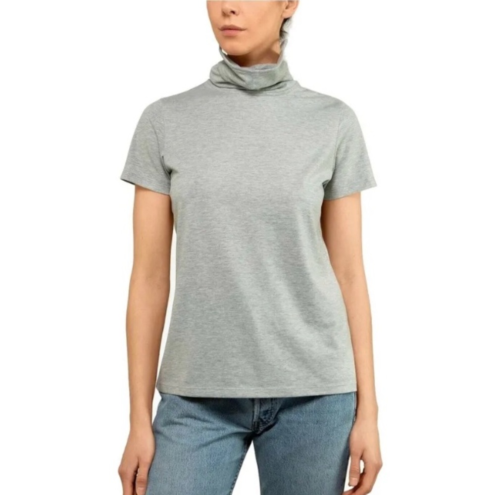 BAM BY BETSY & ADAM Woman’s Gray Attached Face Mask Short Sleeve Top XS